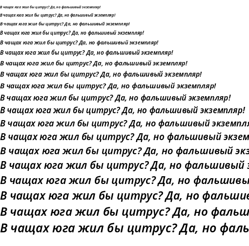 Specimen for Noto Sans SemiBold Italic (Cyrillic script).