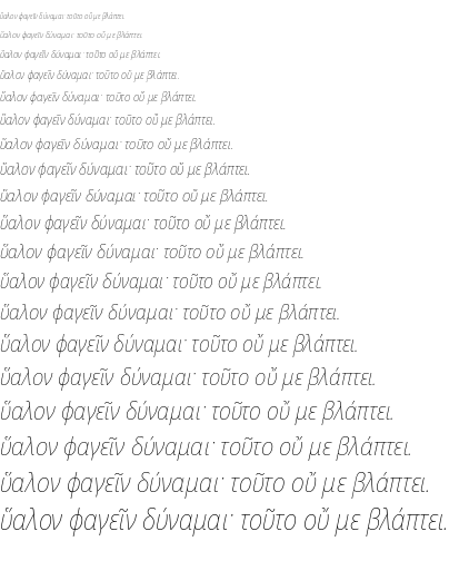 Specimen for Noto Sans SemiCondensed Thin Italic (Greek script).