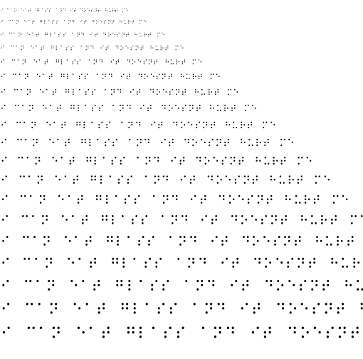 Specimen for Noto Sans Symbols2 Regular (Braille script).