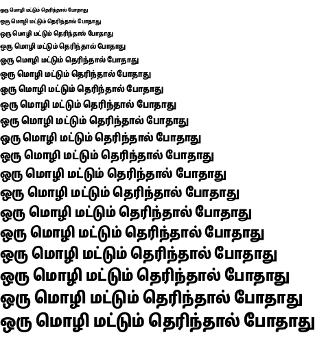 Specimen for Noto Sans Tamil ExtraCondensed Black (Tamil script).