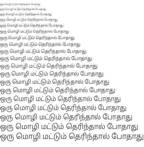 Specimen for Noto Sans Tamil Light (Tamil script).
