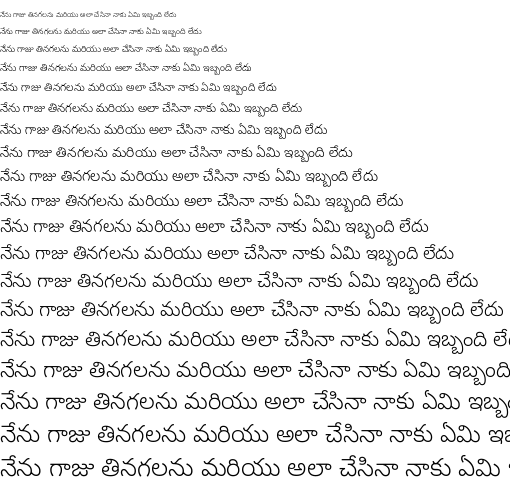 Specimen for Noto Sans Telugu Light (Telugu script).