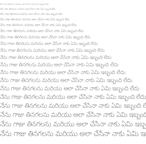 Specimen for Noto Sans Telugu Thin (Telugu script).