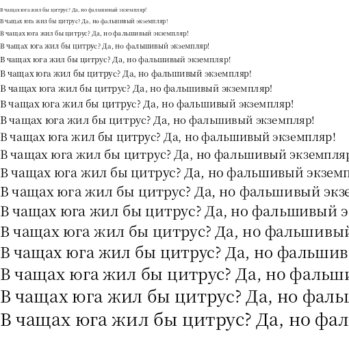Specimen for Noto Serif CJK KR Regular (Cyrillic script).