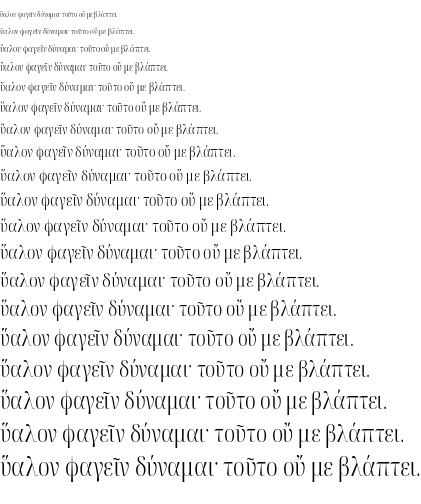 Specimen for Noto Serif Display Condensed Light (Greek script).