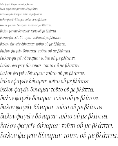 Specimen for Noto Serif Display ExtraCondensed Light Italic (Greek script).