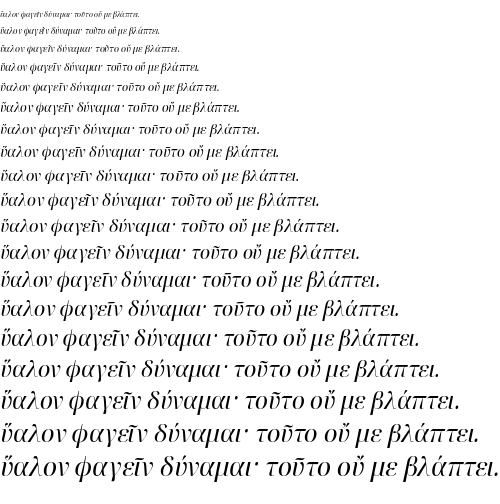 Specimen for Noto Serif Display Italic (Greek script).