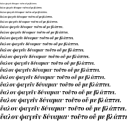Specimen for Noto Serif Display SemiCondensed ExtraBold Italic (Greek script).