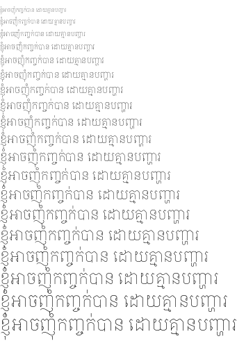 Specimen for Noto Serif Khmer Thin (Khmer script).