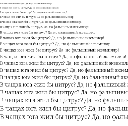 Specimen for Noto Serif Light (Cyrillic script).