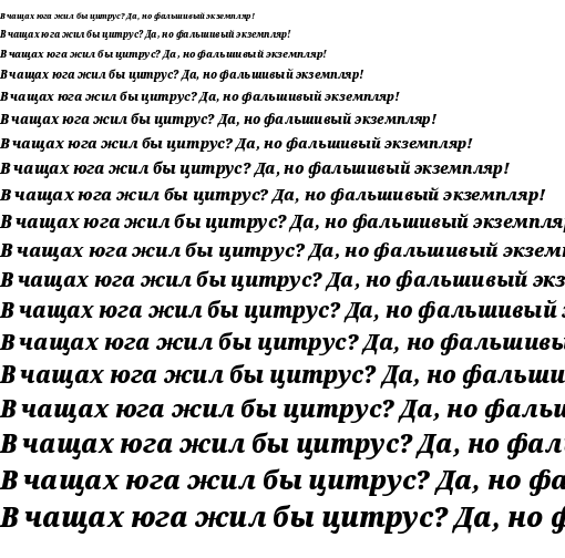 Specimen for Noto Serif SemiCondensed Black Italic (Cyrillic script).