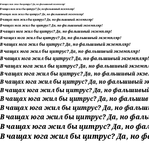 Specimen for Noto Serif SemiCondensed ExtraBold Italic (Cyrillic script).