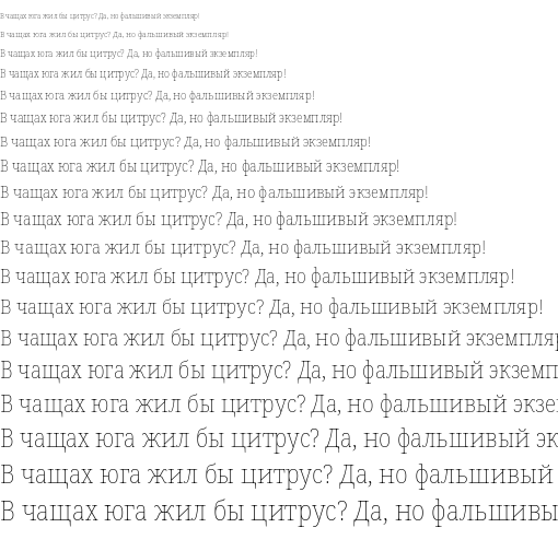 Specimen for Noto Serif SemiCondensed Thin (Cyrillic script).