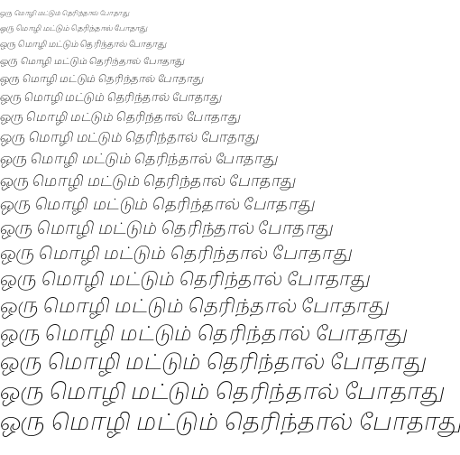 Specimen for Noto Serif Tamil Slanted ExtraLight (Tamil script).