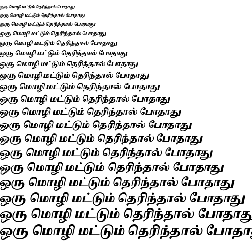 Specimen for Noto Serif Tamil Slanted SemiCondensed Black (Tamil script).