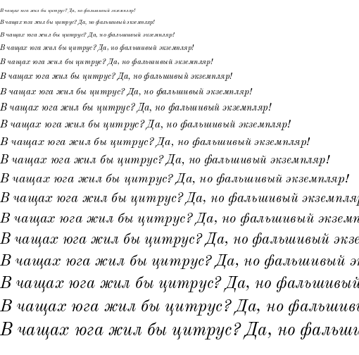 Specimen for Old Standard TT Italic (Cyrillic script).