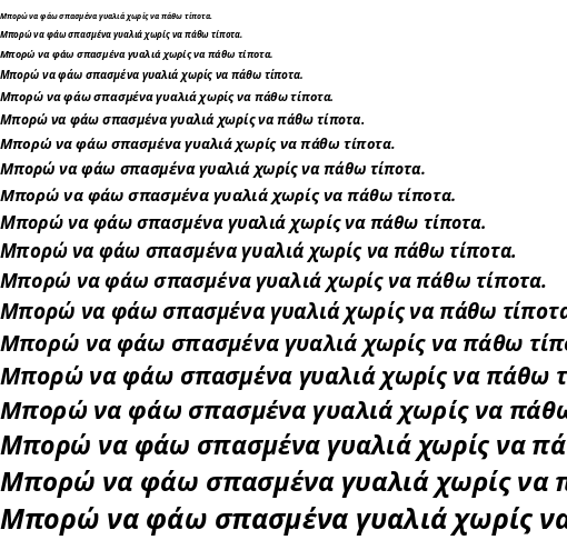 Specimen for Open Sans Bold Italic (Greek script).