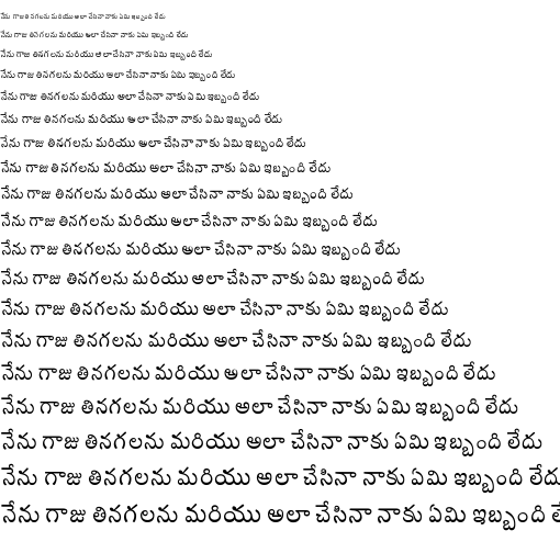 Specimen for Pothana2000 Regular (Telugu script).