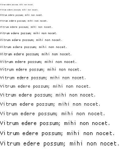 Specimen for ProggyCleanTTSZ Regular (Latin script).