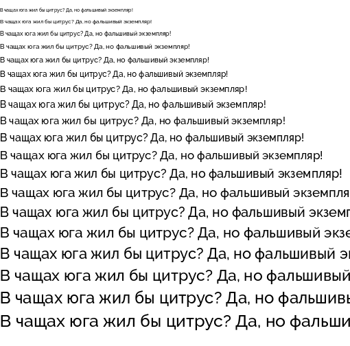 Specimen for Raleway Medium (Cyrillic script).