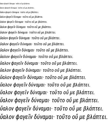 Specimen for Roboto Condensed Italic (Greek script).