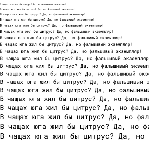 Specimen for Roboto Mono Regular (Cyrillic script).