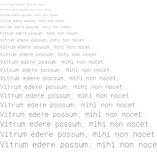 Specimen for Roboto Mono Thin (Latin script).