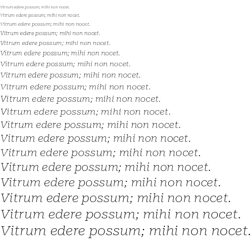 Specimen for Roboto Serif 14pt ExtraExpanded Thin Italic (Latin script).