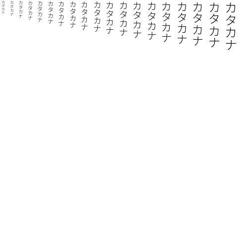 Specimen for Sarasa Fixed Slab TC Light (Katakana script).