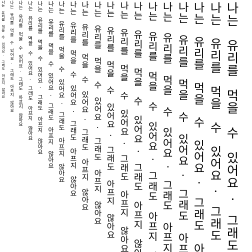 Specimen for Sarasa Gothic TC Regular (Hangul script).