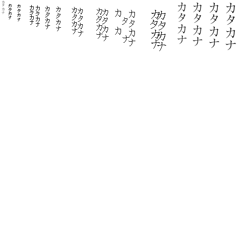 Specimen for Sazanami Mincho Mincho-Regular (Katakana script).
