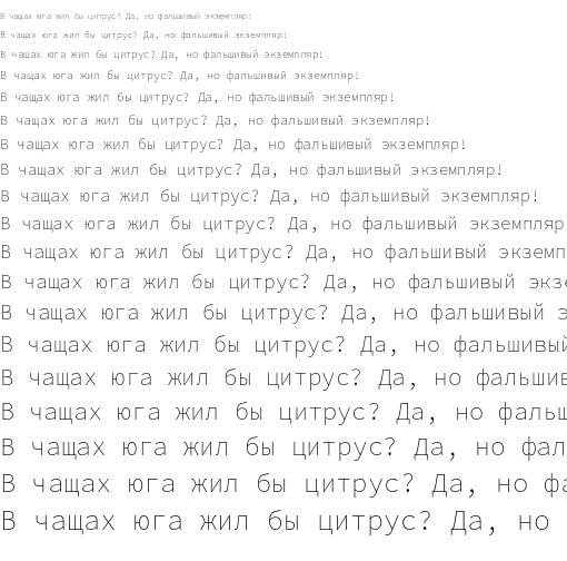 Specimen for Source Code Pro ExtraLight (Cyrillic script).