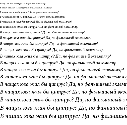 Specimen for Spectral Medium Italic (Cyrillic script).