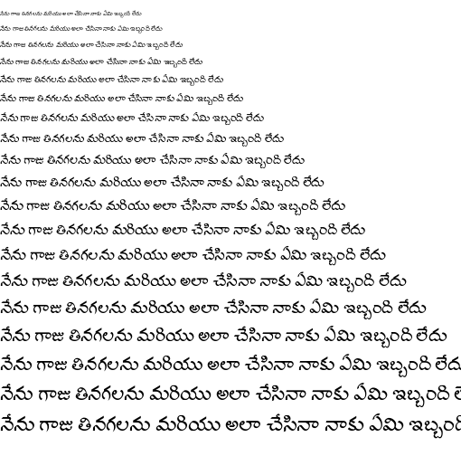 Specimen for Suravaram Regular (Telugu script).