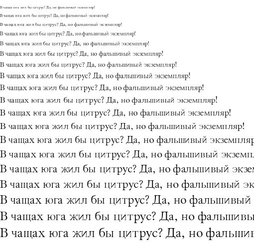 Specimen for Thryomanes Regular (Cyrillic script).
