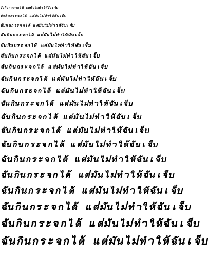 Specimen for Tlwg Typo Bold Oblique (Thai script).