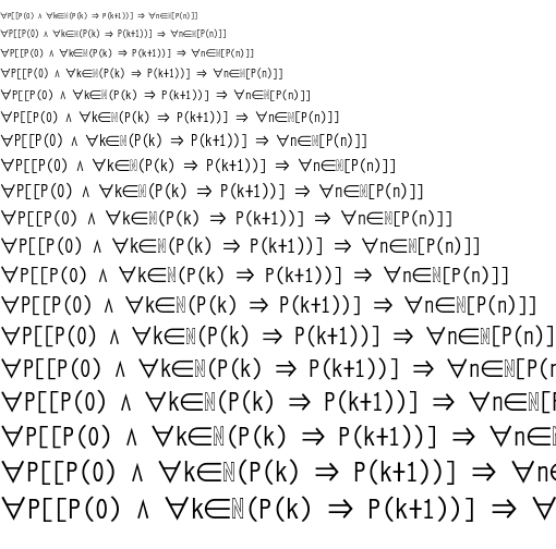 Specimen for Ume Gothic S4 Regular (Math script).