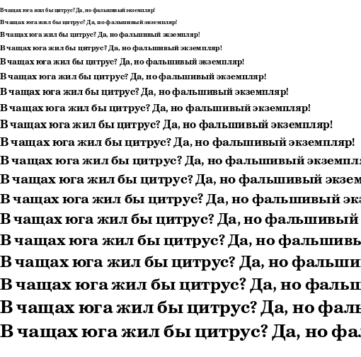 Specimen for UnBatang Bold (Cyrillic script).