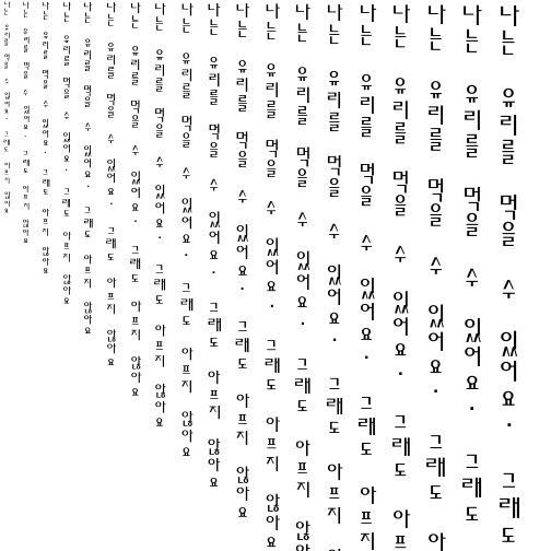 Specimen for UnJamoNovel Regular (Hangul script).