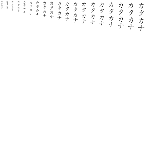 Specimen for UnShinmun Regular (Katakana script).