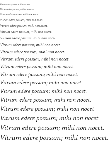 Specimen for Ysabeau Infant Semilight Italic (Latin script).