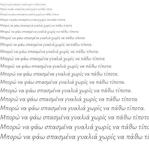 Specimen for Ysabeau Light Italic (Greek script).