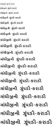 Specimen for aakar medium (Gujarati script).