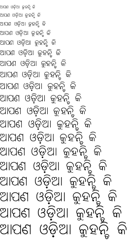 Specimen for ori1Uni Medium (Oriya script).