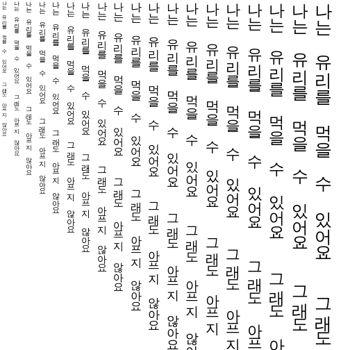 Specimen for 文泉驛正黑 Regular (Hangul script).